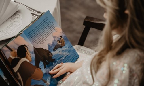 A young child reading